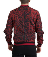 Chaqueta de bombardero de estampado de leopardo rojo