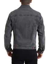 Elegante chaqueta de mezclilla de estiramiento gris