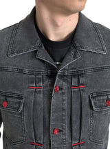 Veste élégante en denim extensible gris