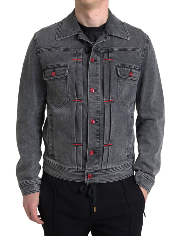 Veste élégante en denim extensible gris