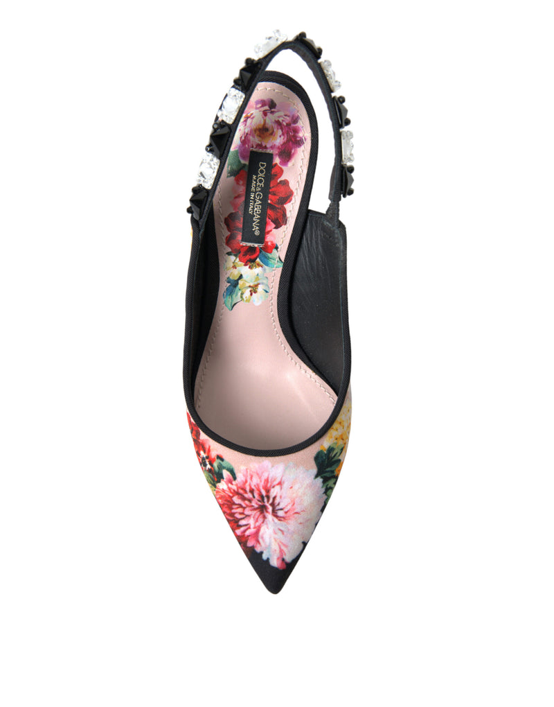 Teli slingback floreali con dettagli di cristallo di lusso