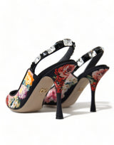 Floral Slingback τακούνια με λεπτομέρειες Crystal Luxe