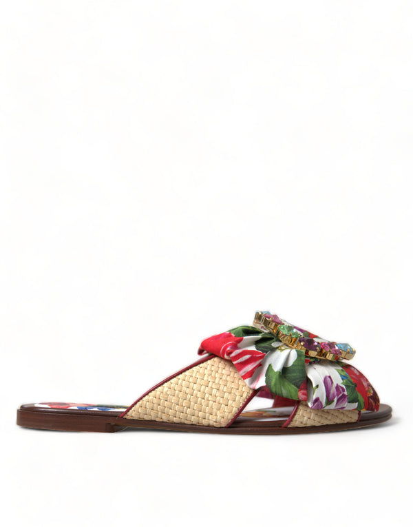 Exquisite flache flache Sandalen mit floralen Drucken