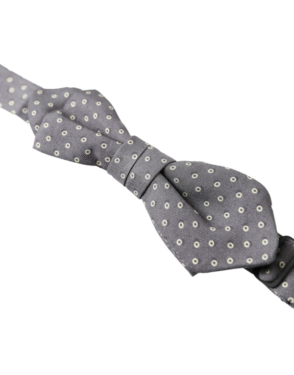 Κομψό μεταξωτό γκρι polka dot bow tie