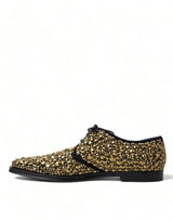 Elegante goldene schwarze Wildleder Derby -Kleiderschuhe