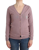 Chic Pink V-Neck Wool Cardigan