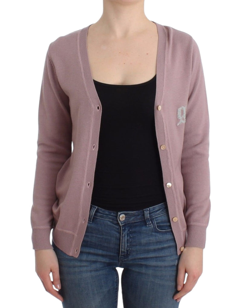 Cardigan chic con scollo a V rosa