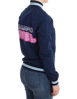 Cardigan zip blu chic con dettaglio del logo