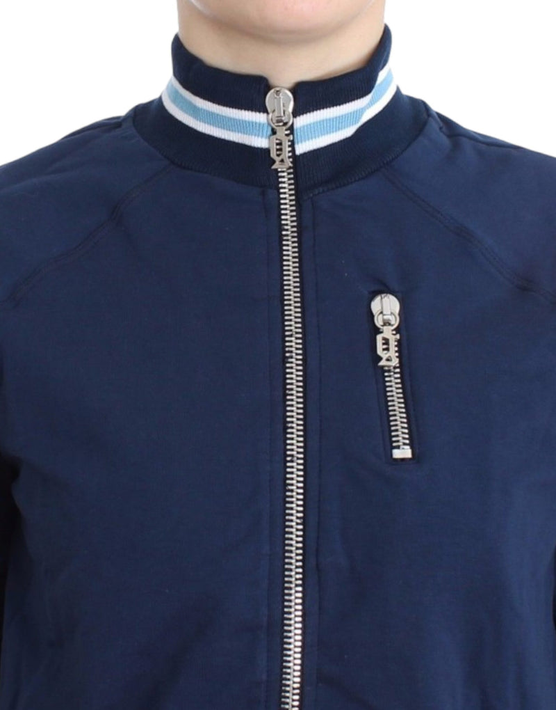 Cardigan zip blu chic con dettaglio del logo