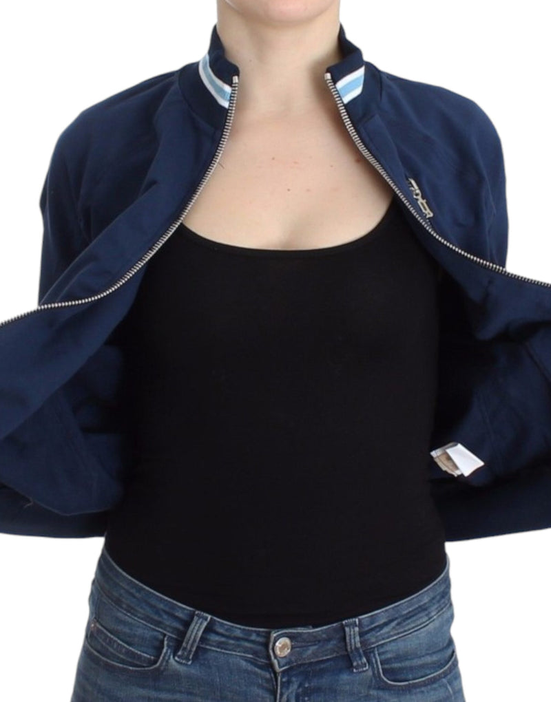 Cardigan zip blu chic con dettaglio del logo