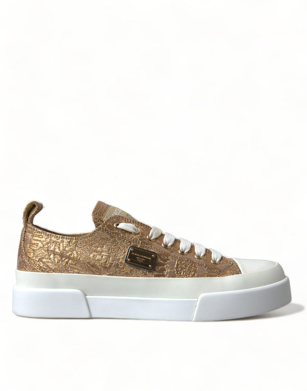 Elegant Gold Low-Top Sneakers - Chic Comfort Footwear