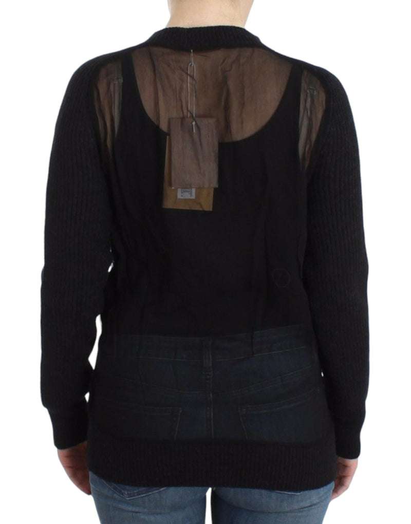 Cardigan di lana back trasparente chic