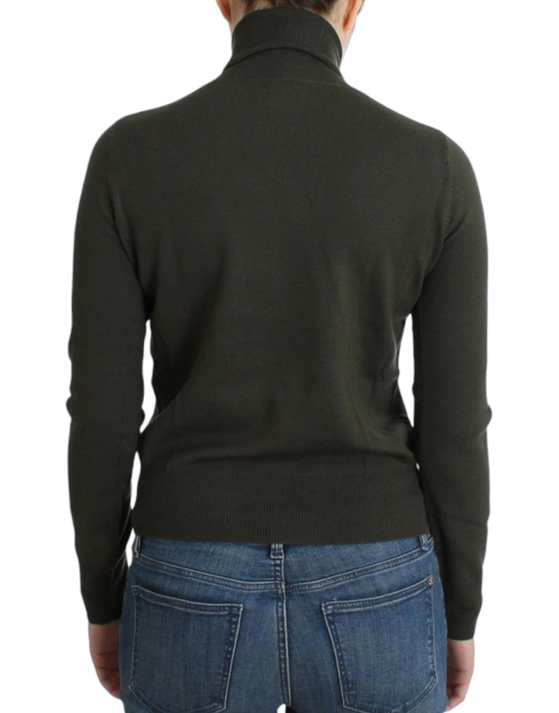 Chic Green Turtleneck Virgin Wool πουλόβερ