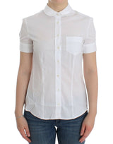 Blouse Chic White Cotton Blend ShortSleeve