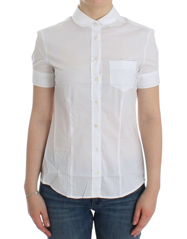 Blusa blanca de algodón blanco de algodón corta