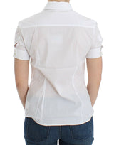 Blusa blanca de algodón blanco de algodón corta