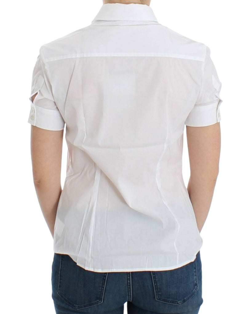 Blouse Chic White Cotton Blend ShortSleeve