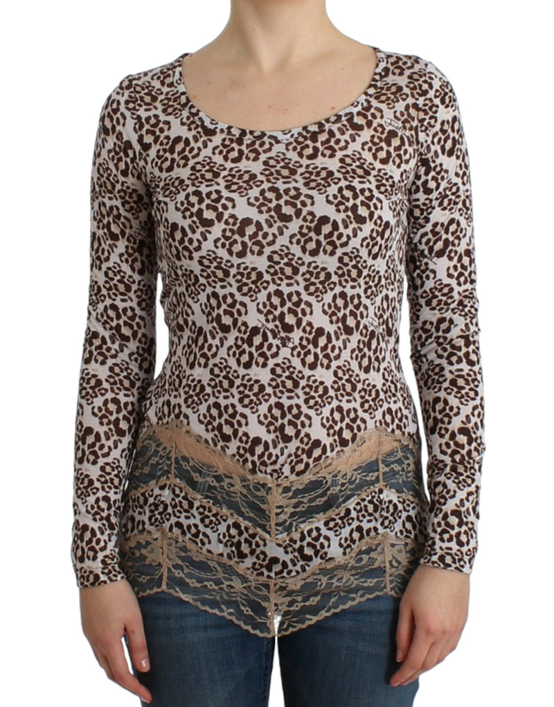 Elegante top de lana de encaje floral