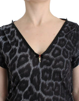 Top modal de cuello en V de leopardo sensual