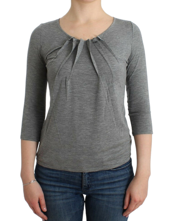 Elegante jumper grigio cashmere-blend