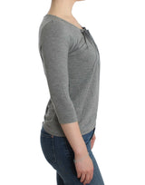 Elegant Gray Cashmere-Blend Jumper