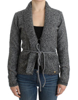 Elegante graue Wollmischung Strickjacke