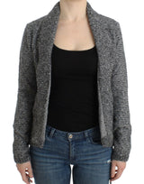 Elegante graue Wollmischung Strickjacke