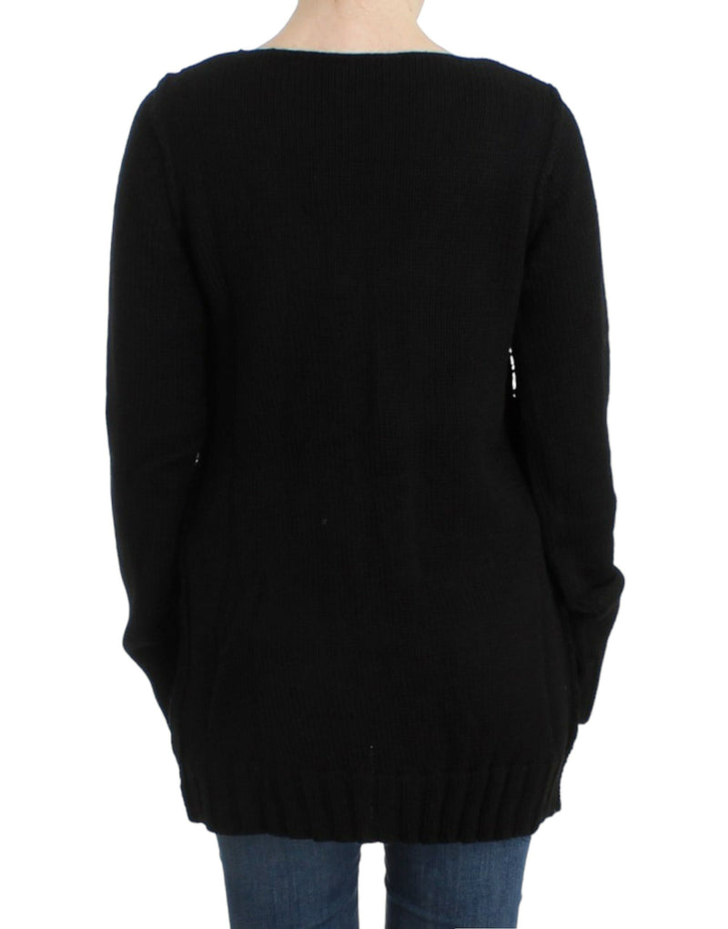 Pull de cou à l'équipage en tricot noir séduisant