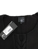 Verführerischer schwarz gestrickter Crew -Nackenpullover