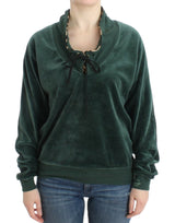 Eleganter grüner Mock -Pullover mit Strassdetails