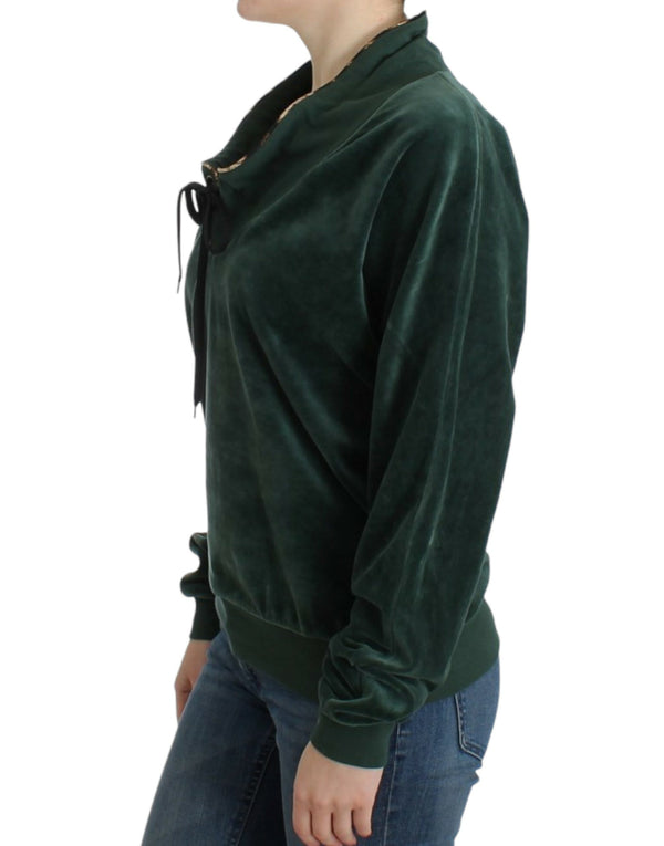 Pull moque vert élégant avec détail en strass