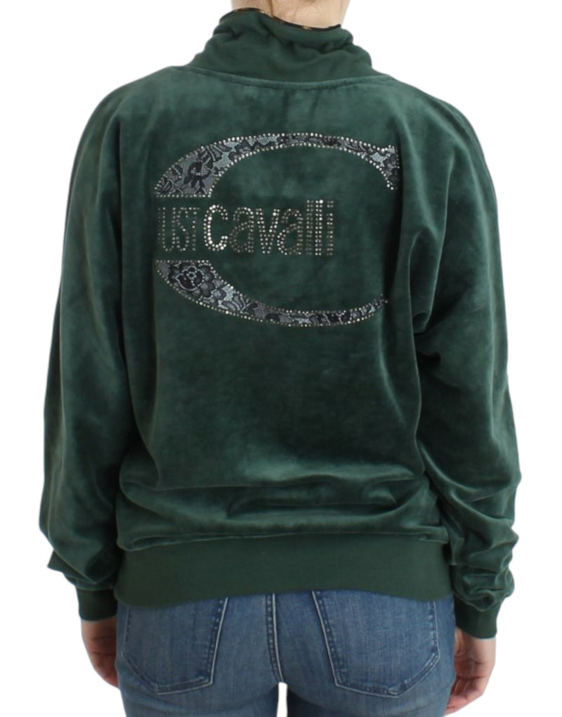 Pull moque vert élégant avec détail en strass