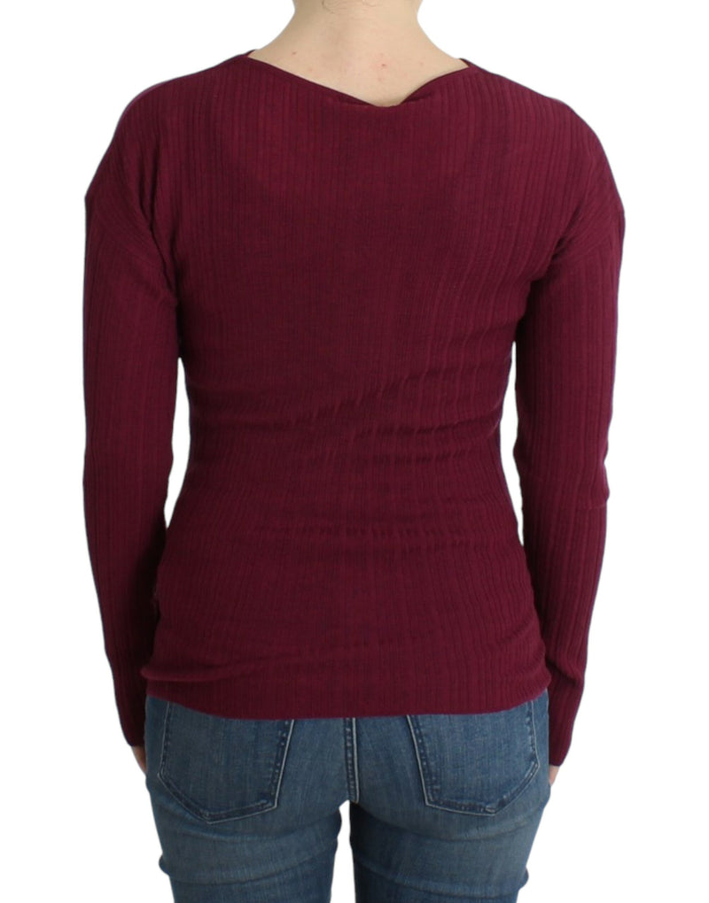 Eleganter lila Schlüssellochwollpullover