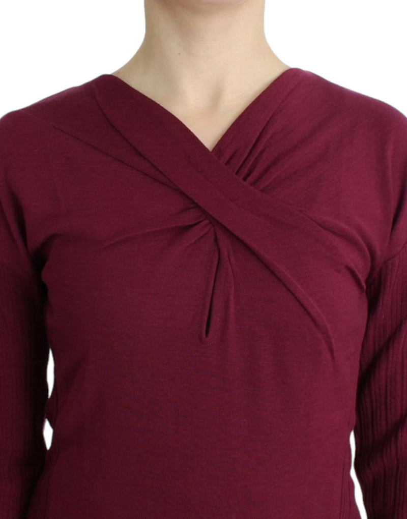 Eleganter lila Schlüssellochwollpullover