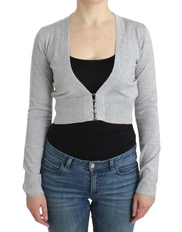 Cropped Virgin Woll Cardigan in Chic Grey