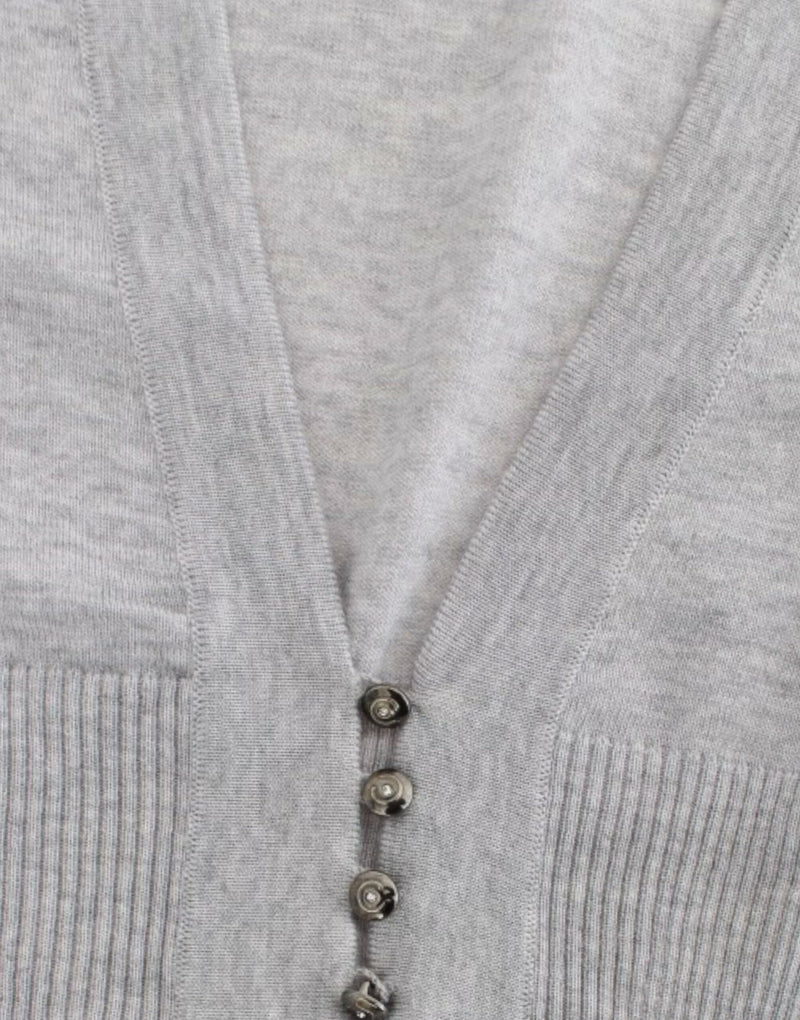 Cropped Virgin Woll Cardigan in Chic Grey