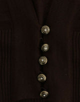 Elegant Brown Virgin Wool Cropped Cardigan