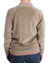 Cardigan zip beige avec accents de ton or