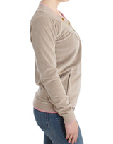 Cardigan zip beige avec accents de ton or