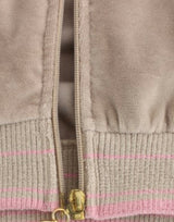 BEIGE ZIP CARDIGAN con accenti di tono d'oro