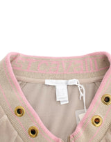 Cardigan zip beige avec accents de ton or