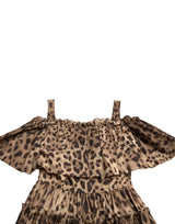 Vestido de algodón con línea de estampado de leopardo