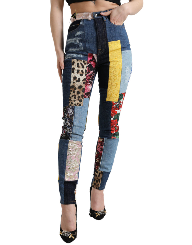 Jeans magri vibranti patchwork