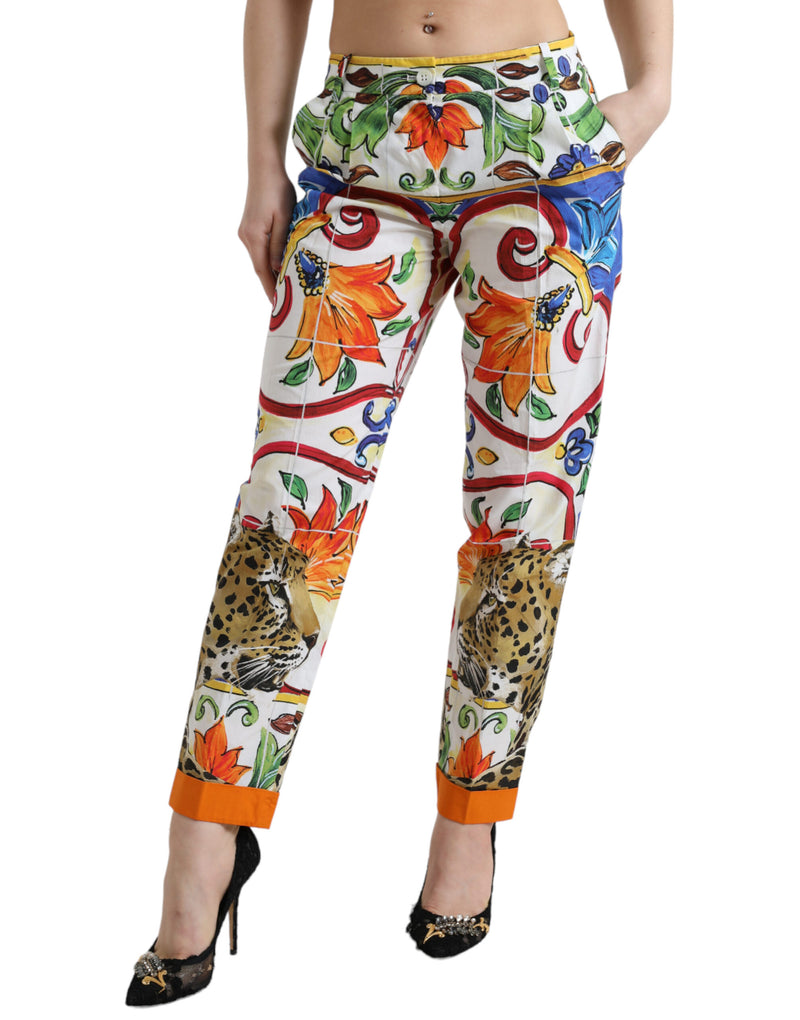 Pantalon de coton effilé à imprimé Majolica