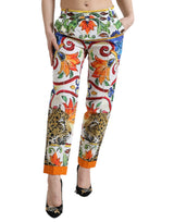 Pantalon de coton effilé à imprimé Majolica