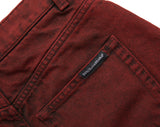 Pantaloni caldi in denim rosso alto