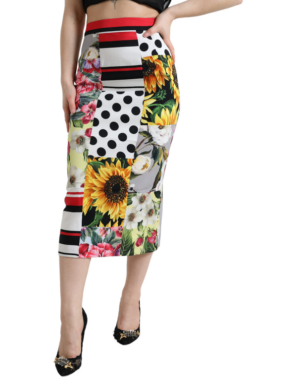 Glamouröser hoher Taille Patchwork Midi Rock