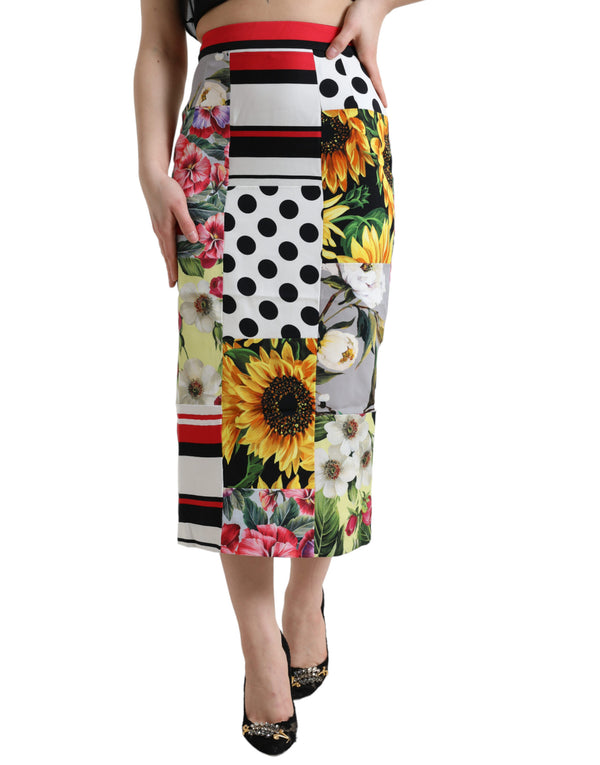 Glamouröser hoher Taille Patchwork Midi Rock