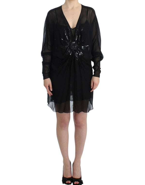 Robe Blouson en soie noire élégante pure