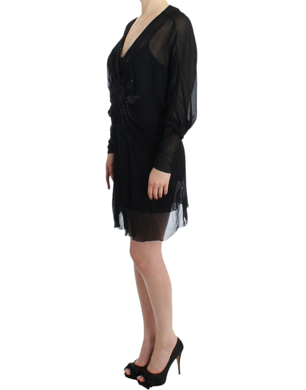 Robe Blouson en soie noire élégante pure